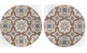 Global Rug Designs Haven Hav11 Taupe and Blue 3'3" x 3'3" Round Rug